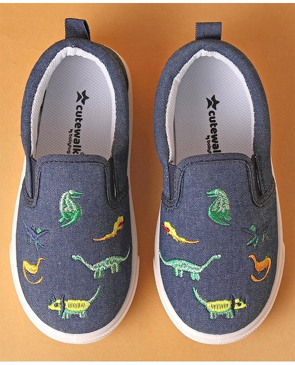 Cute Walk by Babyhug Dino Embroidered Casual Shoes - Navy Blue