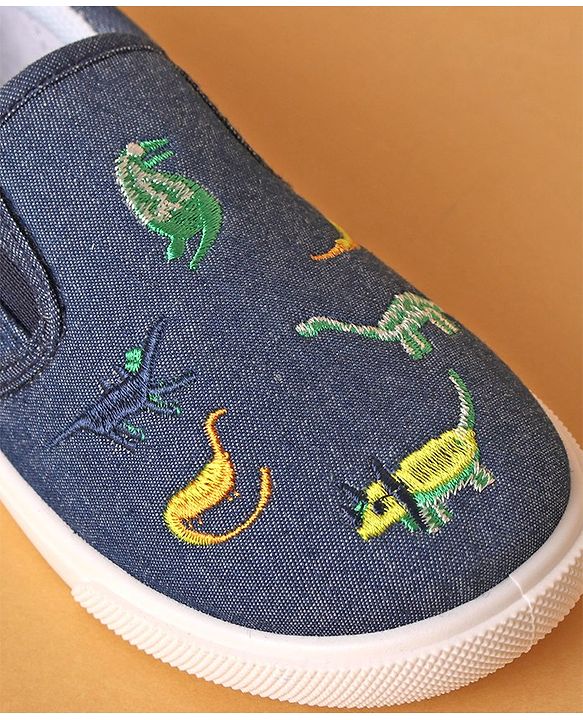 Cute Walk by Babyhug Dino Embroidered Casual Shoes - Navy Blue