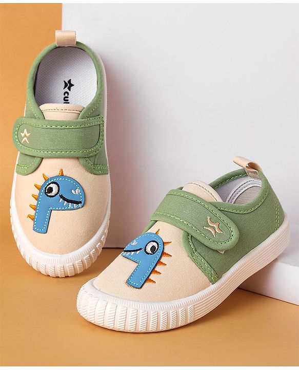Cute Walk by Babyhug Casual Shoes with Velcro Closure & Dino Print- Green