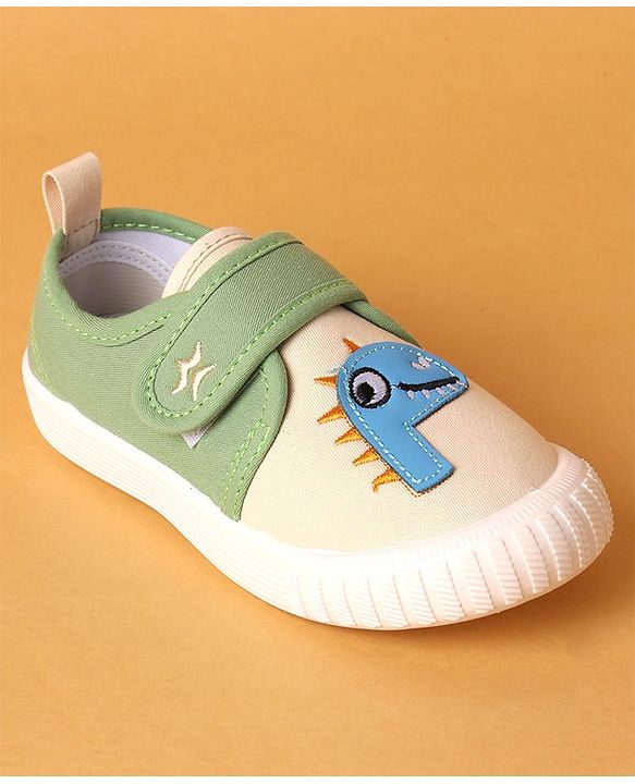 Cute Walk by Babyhug Casual Shoes with Velcro Closure & Dino Print- Green