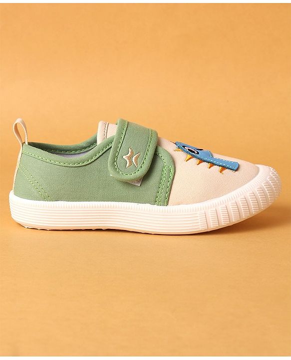 Cute Walk by Babyhug Casual Shoes with Velcro Closure & Dino Print- Green
