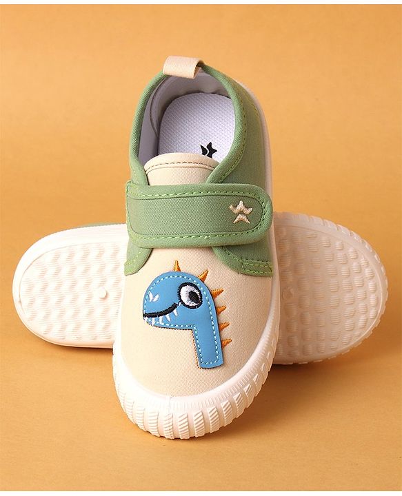 Cute Walk by Babyhug Casual Shoes with Velcro Closure & Dino Print- Green