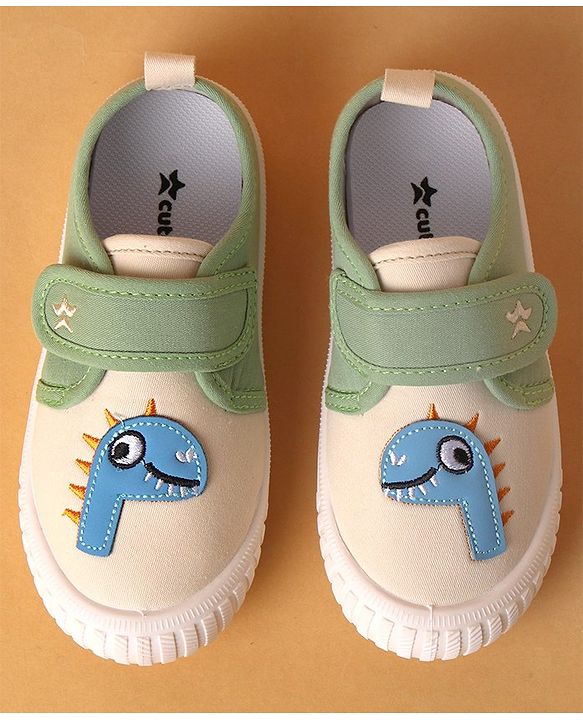 Cute Walk by Babyhug Casual Shoes with Velcro Closure & Dino Print- Green