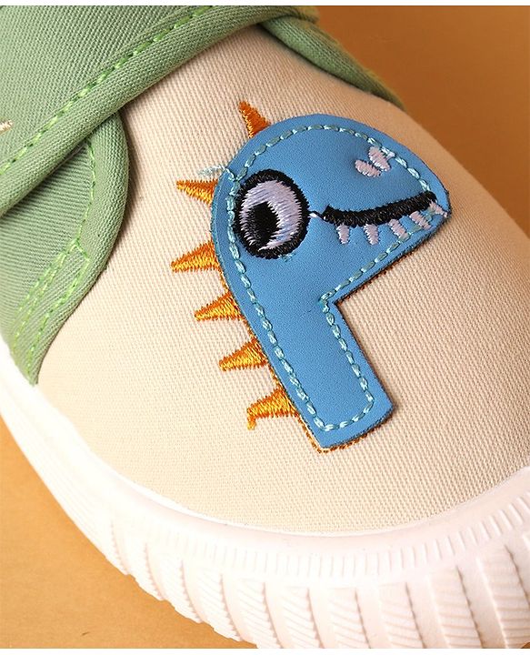 Cute Walk by Babyhug Casual Shoes with Velcro Closure & Dino Print- Green