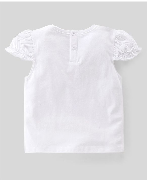 Babyhug 100% Cotton Knit Half Sleeves Text Print Top & Polka Dot Print Skirt-White & Red