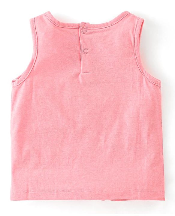 Babyhug 100% Cotton Knit Sleeveless Top & Shorts With Ikat Embroidery - Blue & Pink