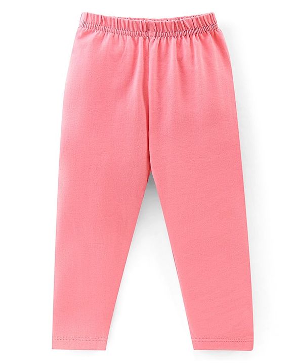 Babyhug Cotton Elastane Knit Full Length Solid Leggings Pack of 3 - Pink Green & Blue
