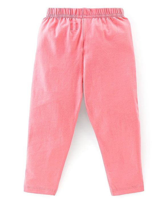 Babyhug Cotton Elastane Knit Full Length Solid Leggings Pack of 3 - Pink Green & Blue