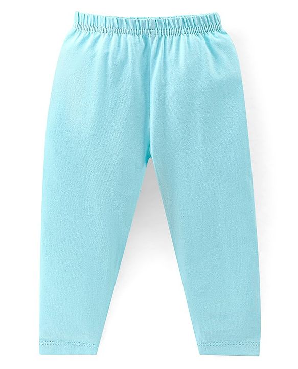 Babyhug Cotton Elastane Knit Full Length Solid Leggings Pack of 3 - Pink Green & Blue