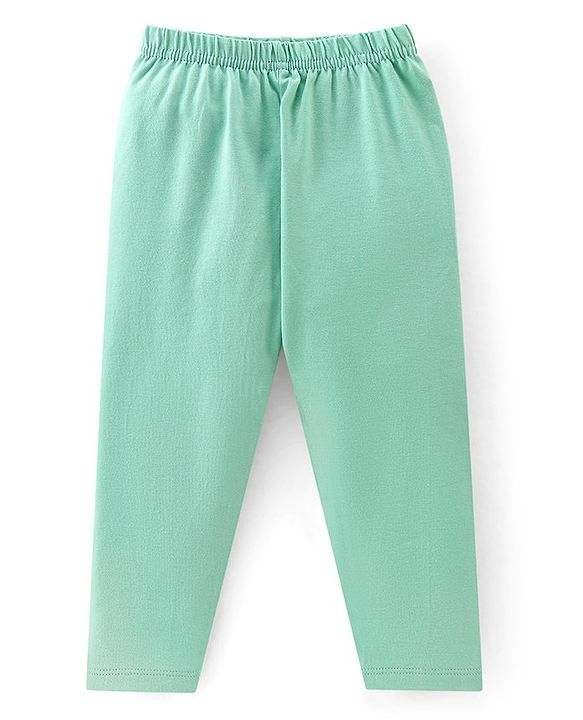 Babyhug Cotton Elastane Knit Full Length Solid Leggings Pack of 3 - Pink Green & Blue