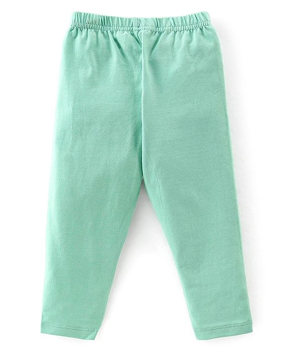 Babyhug Cotton Elastane Knit Full Length Solid Leggings Pack of 3 - Pink Green & Blue