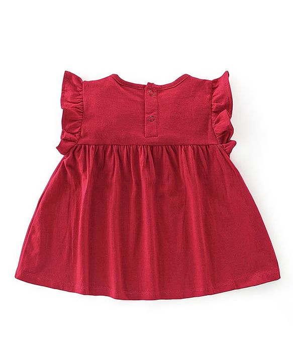 Babyhug 100% Cotton Single Jersey Knit Sleeveless Top & Leggings With Floral Print - Red & White