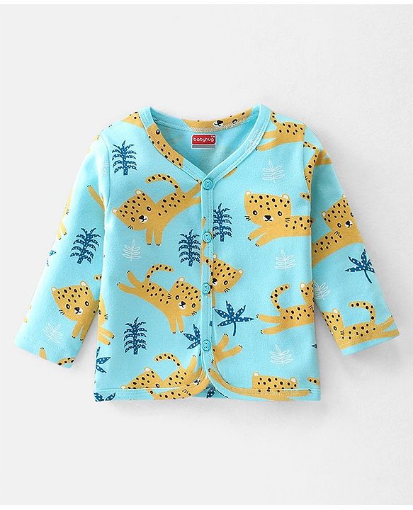Babyhug 100% Cotton Interlock Knit Full Sleeves Striped & Cheetahs  Print Vests Pack of 3 - Multicolour