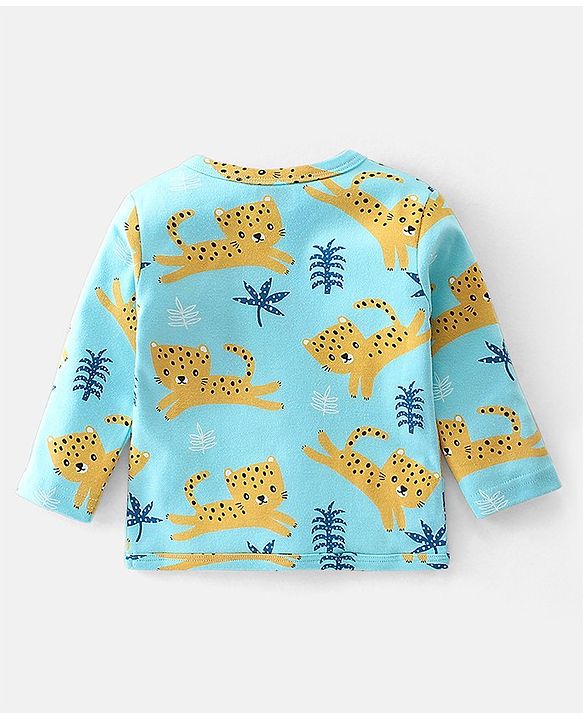 Babyhug 100% Cotton Interlock Knit Full Sleeves Striped & Cheetahs  Print Vests Pack of 3 - Multicolour