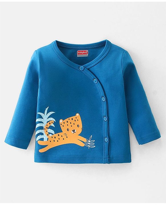 Babyhug 100% Cotton Interlock Knit Full Sleeves Striped & Cheetahs  Print Vests Pack of 3 - Multicolour