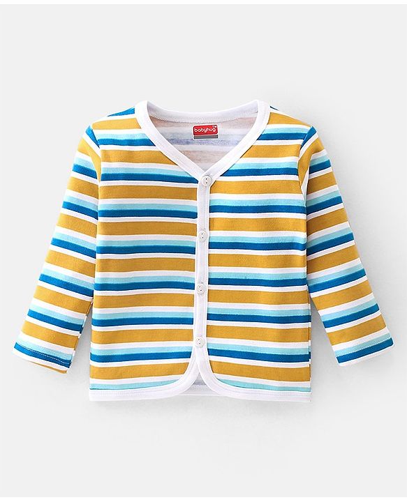 Babyhug 100% Cotton Interlock Knit Full Sleeves Striped & Cheetahs  Print Vests Pack of 3 - Multicolour