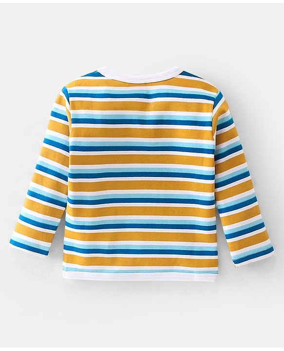 Babyhug 100% Cotton Interlock Knit Full Sleeves Striped & Cheetahs  Print Vests Pack of 3 - Multicolour