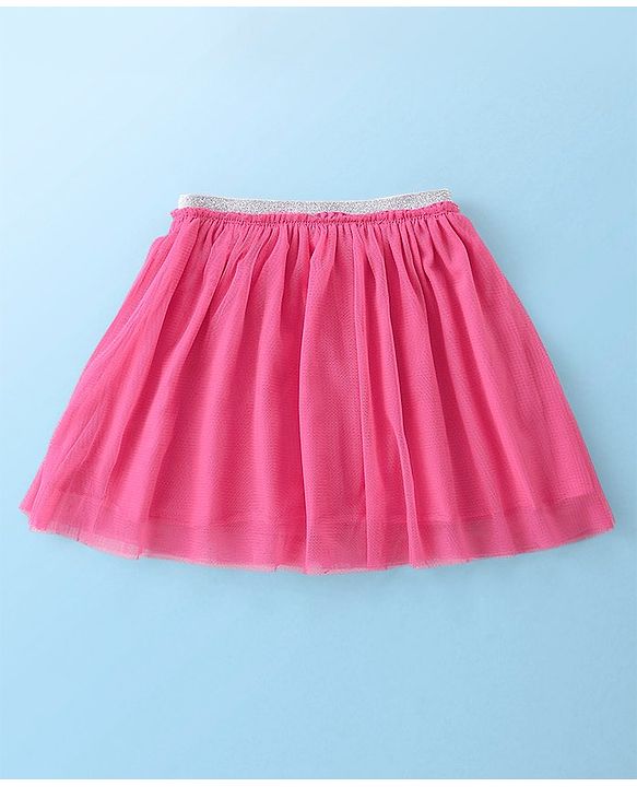 Babyhug Cotton Knit Half Sleeves Top and Skirt with Butterfly Embroidered - White & Pink