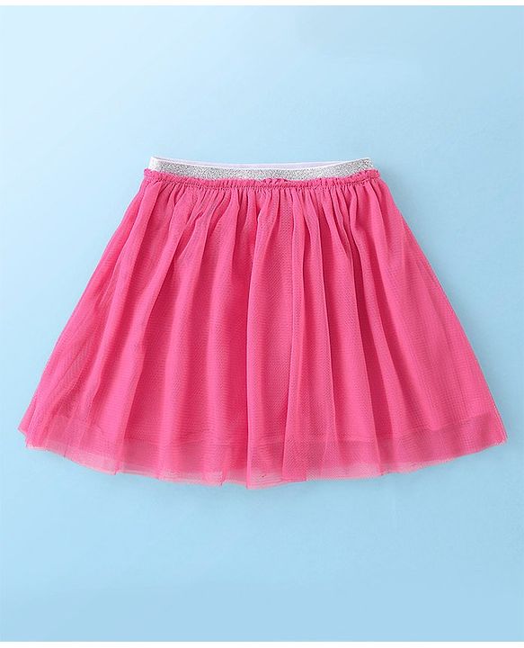Babyhug Cotton Knit Half Sleeves Top and Skirt with Butterfly Embroidered - White & Pink