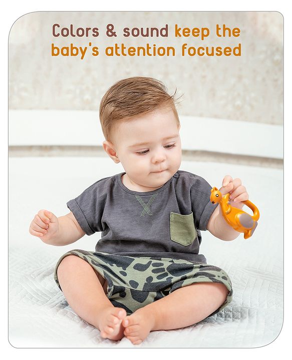 Babyhug Premium Elephant Shaped Baby Rattle  Blue | Lightweight & Engaging Toy | Safe, Non-Toxic | Improves Grasping & Sensory Skills | Gift for 3+ Months | BIS Certified