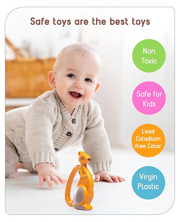Babyhug Premium Elephant Shaped Baby Rattle  Blue | Lightweight & Engaging Toy | Safe, Non-Toxic | Improves Grasping & Sensory Skills | Gift for 3+ Months | BIS Certified