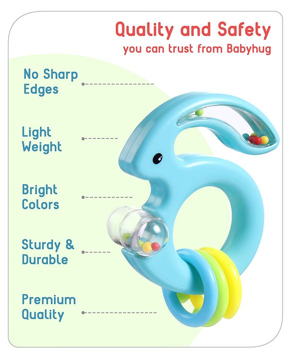 Babyhug Rabbit Shape Rattle - Blue