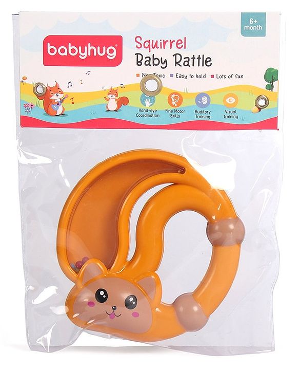 Babyhug Squirrel Shape Baby Rattle - Orange