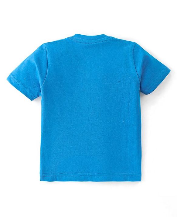 Babyhug Cotton Knit Half Sleeves Night Suit Dino Print - Blue