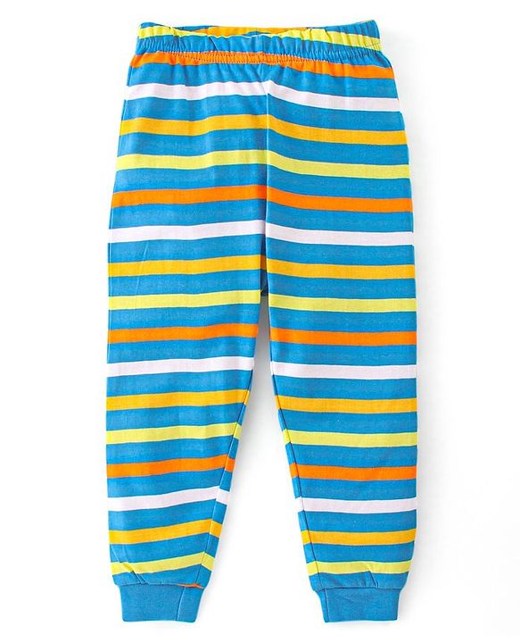 Babyhug Cotton Knit Half Sleeves Night Suit Dino Print - Blue