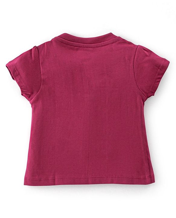 Babyhug Cotton Knit Half Sleeves Night Suit With Unicorn Print - Pink