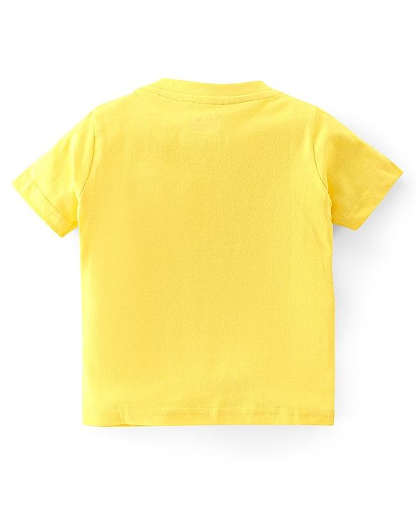 Babyhug Cotton Single Jersey Knit Half Sleeves Night Suit Dino Print - Yellow