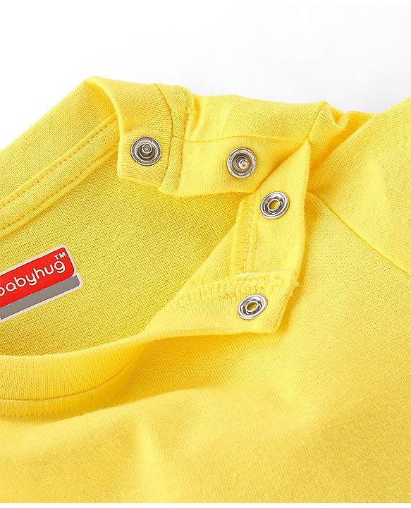 Babyhug Cotton Single Jersey Knit Half Sleeves Night Suit Dino Print - Yellow