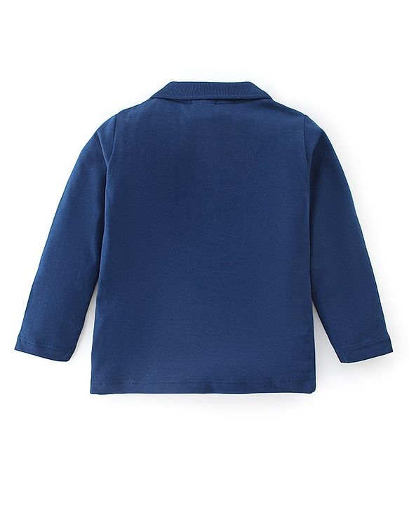 Babyhug 100% Cotton Single Jersey Knit Soccer Ball Printed Dungaree With Full Sleeves Polo T-Shirt - Blue & Multicolor