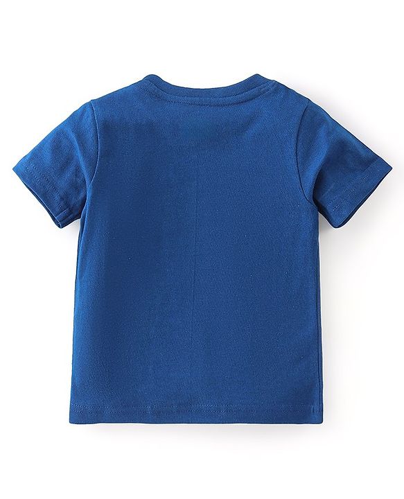 Babyhug Cotton Single Jersey Knit Half Sleeves Night Suit Text & Number Print - Navy Blue