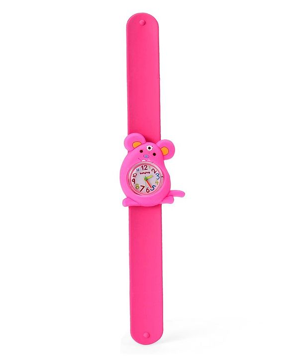 Babyhug Free Size Mice Shaped Analog Watch - Dark Pink