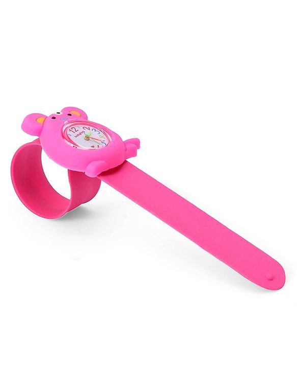 Babyhug Free Size Mice Shaped Analog Watch - Dark Pink