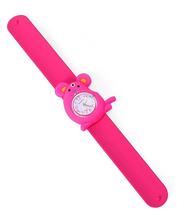 Babyhug Free Size Mice Shaped Analog Watch - Dark Pink