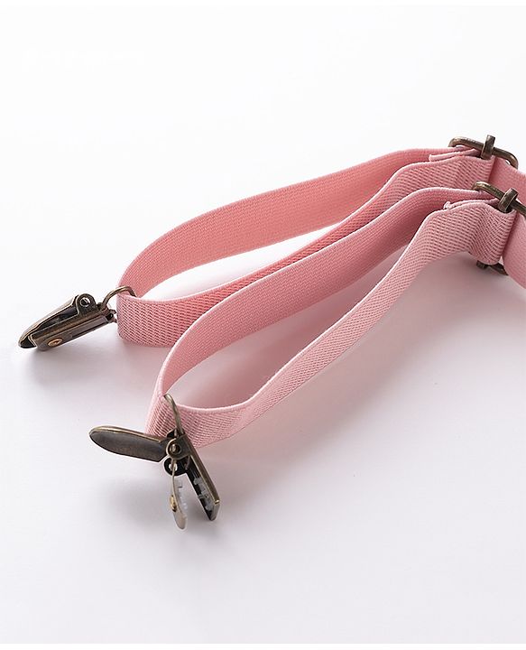 Babyhug Free Size Textured Bow and Suspender Set -Pink