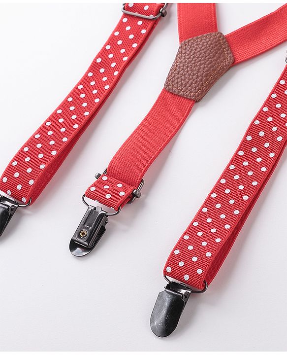 Babyhug Bow and Suspender Set Polka Dot  Printed - Red