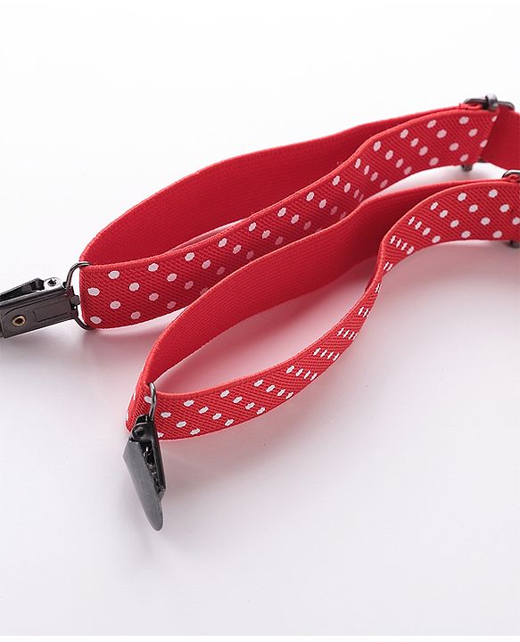 Babyhug Bow and Suspender Set Polka Dot  Printed - Red