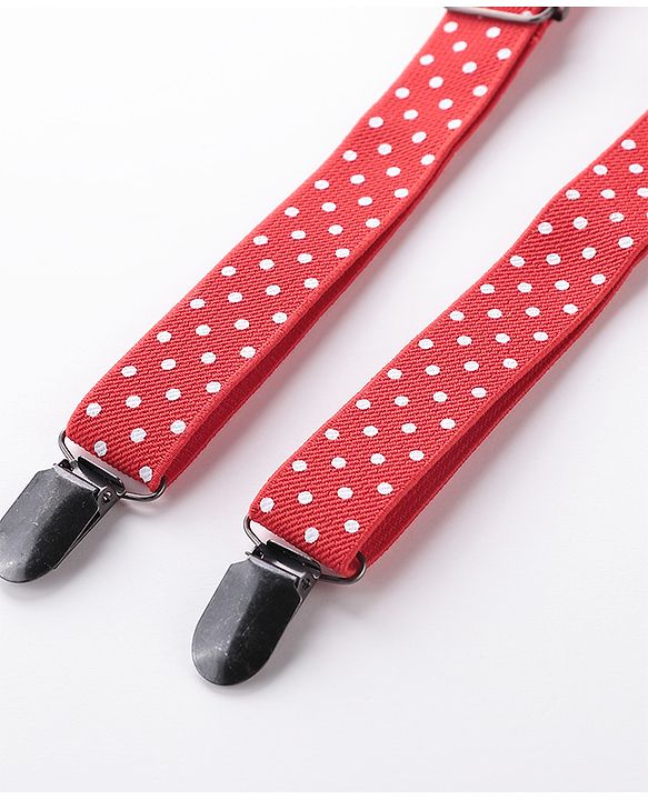 Babyhug Bow and Suspender Set Polka Dot  Printed - Red