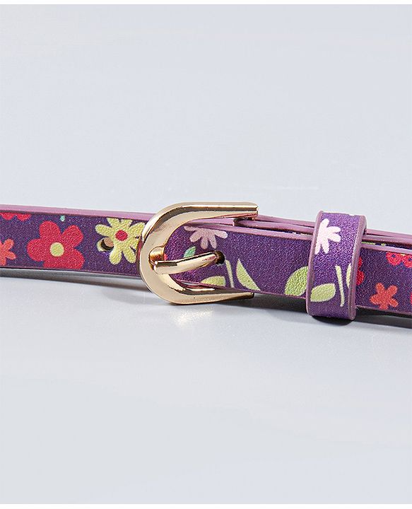 Babyhug Free Size Belt with Floral Print - Purple