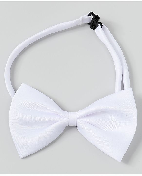 Babyhug Free Size Mustache Printed Bow and Suspender Set - White