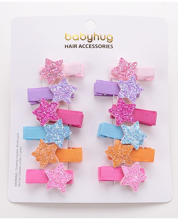 Babyhug Free Size Hair Pins and Clips Pack of 12 - Multicolor