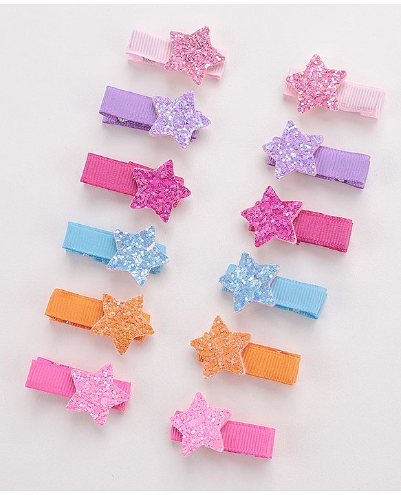 Babyhug Free Size Hair Pins and Clips Pack of 12 - Multicolor