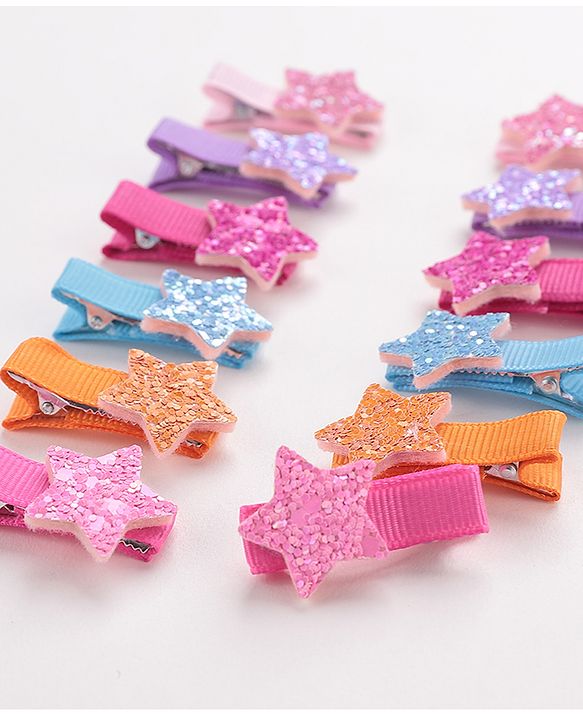 Babyhug Free Size Hair Pins and Clips Pack of 12 - Multicolor