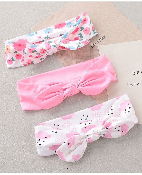 Babyhug Headbands with Bow Applique Pack of 3 - Multicolor