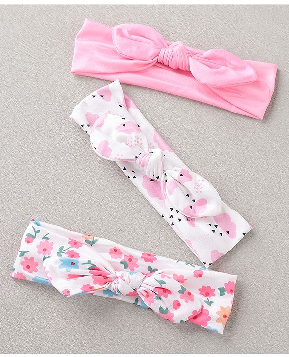 Babyhug Headbands with Bow Applique Pack of 3 - Multicolor