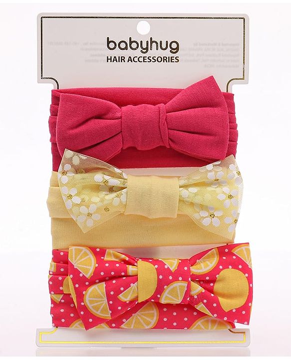 Babyhug Free Size Headbands With Bow Applique Pack of 3- Multicolor