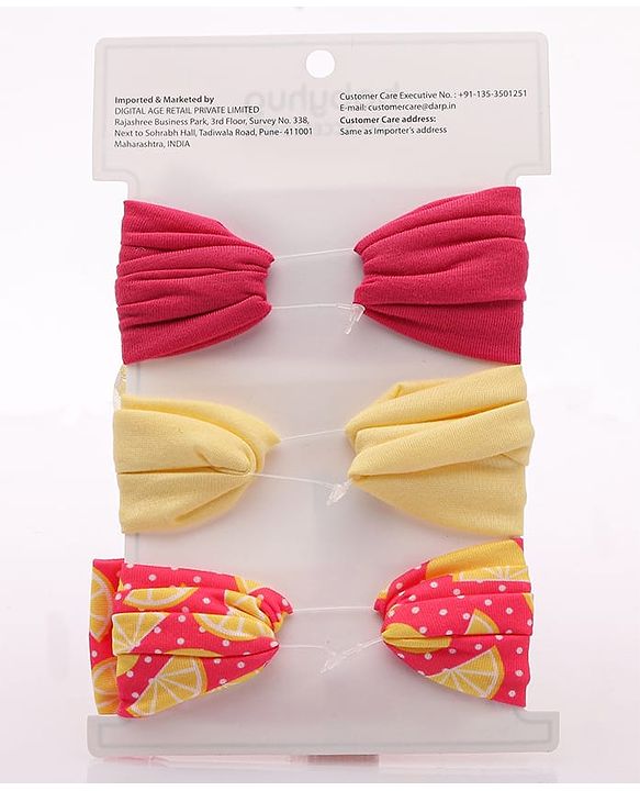 Babyhug Free Size Headbands With Bow Applique Pack of 3- Multicolor